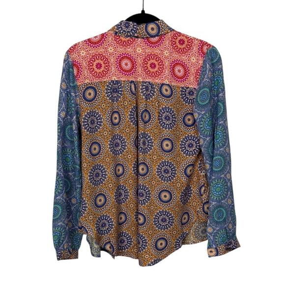 Anthropologie Maeve Pink and Blue Patterned Shirt Women's size XS - Picture 5 of 5